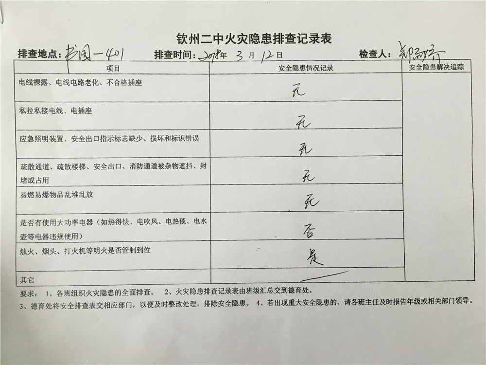 2018春季学期宿舍安全卫生例行检查