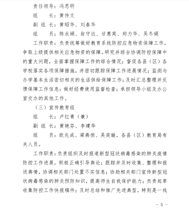 中共钦州市委教育工委 钦州市教育局关于钦州市教育局新型冠状病毒感染的肺炎疫情防控工作领导小组更名并调整充实成员及相关工作机构的通知